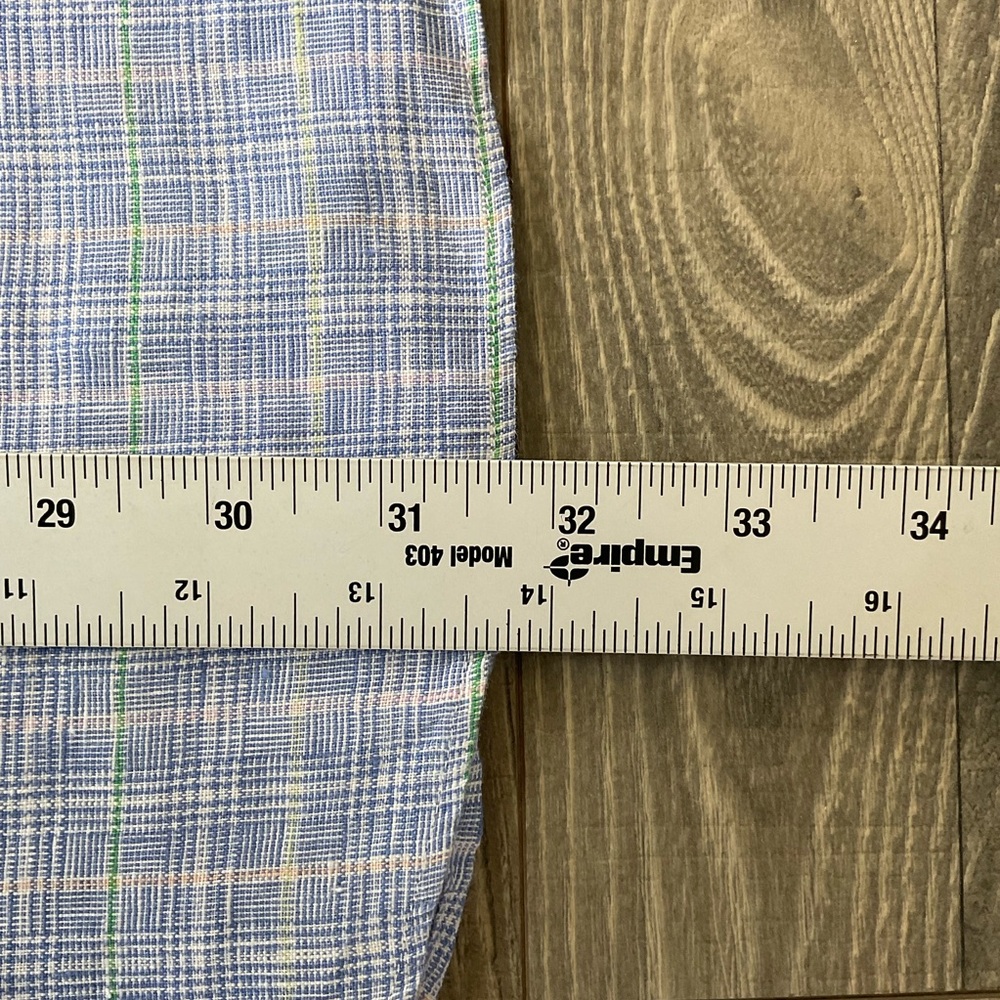 Brooks Brothers Irish Linen Shirt Mens MEDIUM Blue Plaid Button Down Long Sleeve - Picture 9 of 11